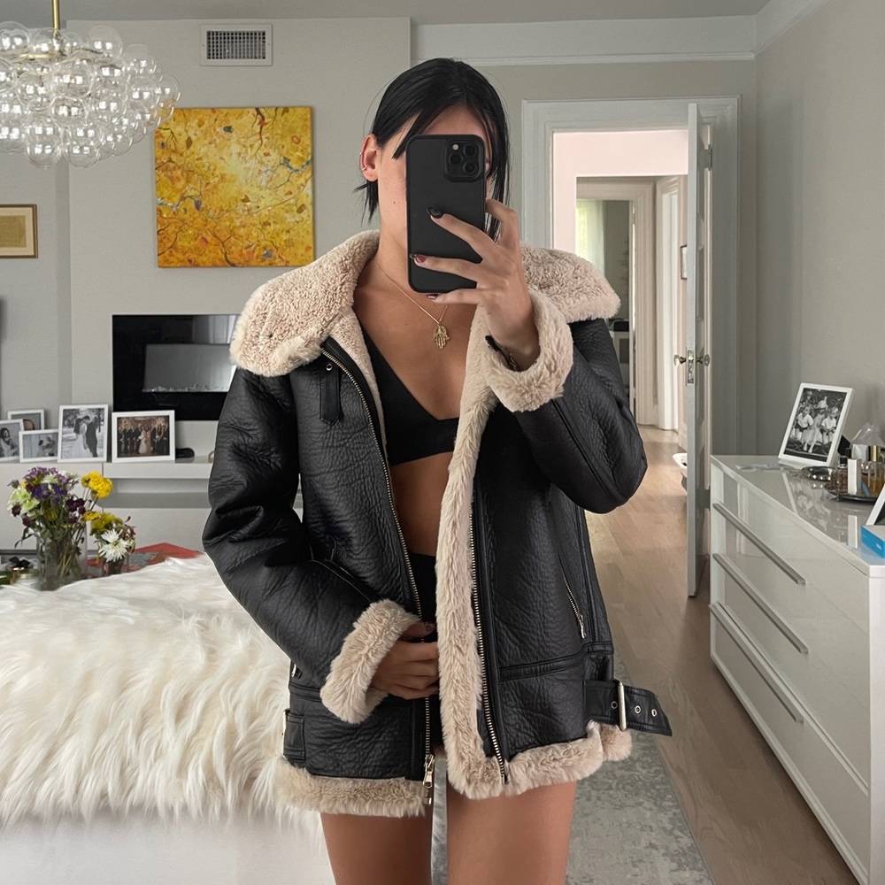 Zara Leather Fur Lined Coat